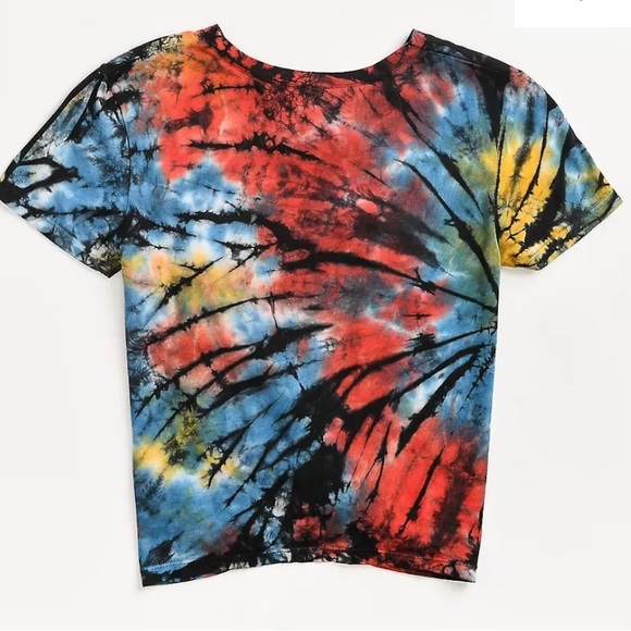 Empyre Ilaria Tie Dye Knot Front rose T-Shirt - Picture 4 of 8